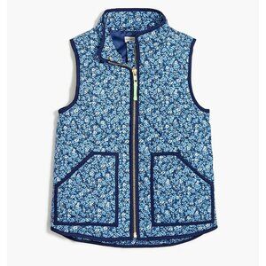 Girls' Crewcuts padded blue Liberty floral pattern puffer vest, XS (4-5 yrs)
